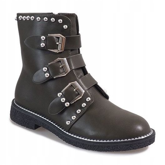 Zielone botki z ćwiekami WD-713 wielokolorowe 1