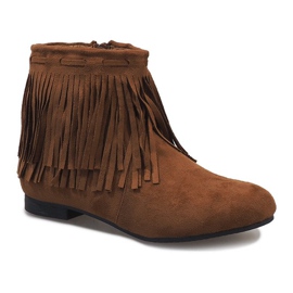 Camel botki z frędzlami boho LM-656 brązowe 1