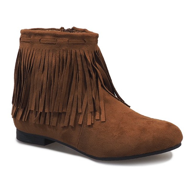 Camel botki z frędzlami boho LM-656 brązowe 1