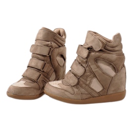 Camel sneakersy na koturnie H6601-32 brązowe 4