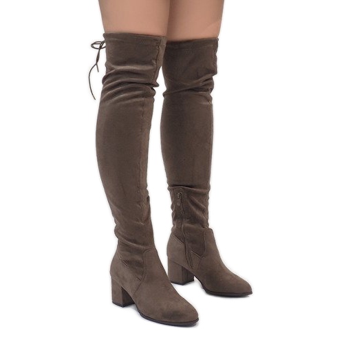 Zamszowe kozaki na słupku TE1704-3 wielokolorowe 2