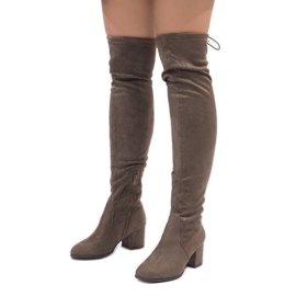 Zamszowe kozaki na słupku TE1704-3 wielokolorowe 1