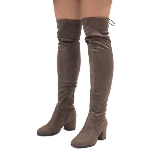 Zamszowe kozaki na słupku TE1704-3 wielokolorowe 1