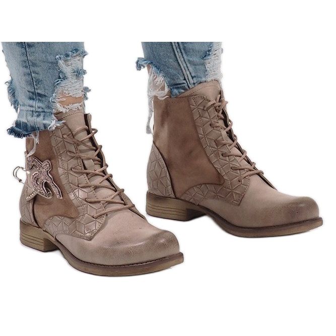 Różowe botki z agrafką F2322 wielokolorowe 2