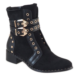 Czarne zamszowe botki 9243 1