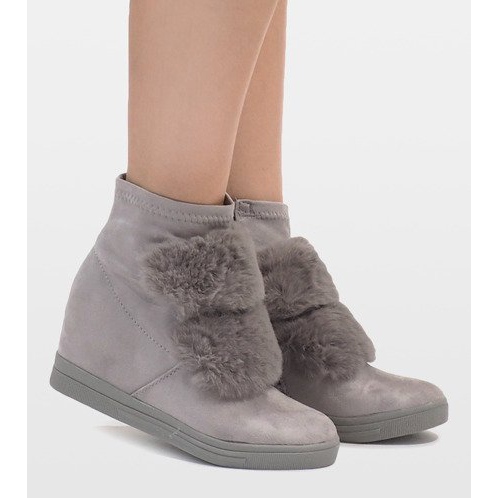 Szare ocieplane sneakersy H6503A-26 1