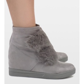Szare ocieplane sneakersy H6503A-26 2