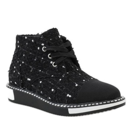 Czarne sznurowane botki TS1811 1