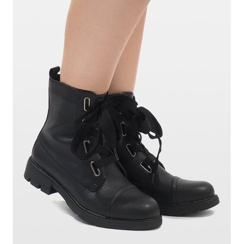 Kayla Shoes Czarne sznurowane botki S161 1