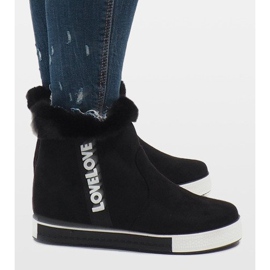 Czarne ocieplane futerkiem botki z zamszu NB252P-1 2