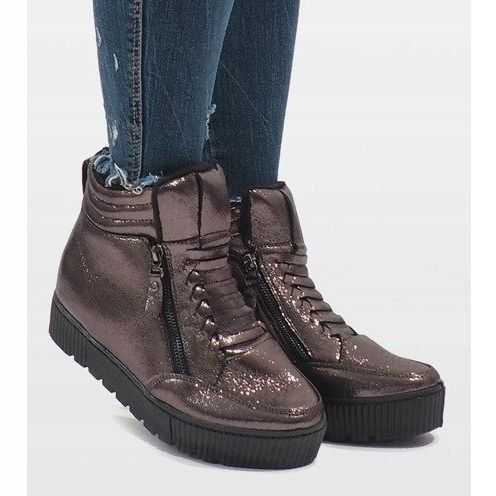 Brązowe sneakersy ocieplane BB-1652 1