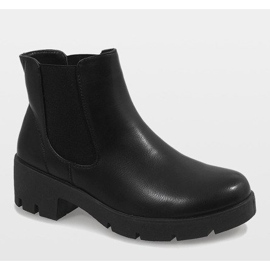 Czarne botki na obcasie ocieplane 9996-3 1