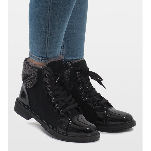 Czarne ocieplane botki TL56-1 2