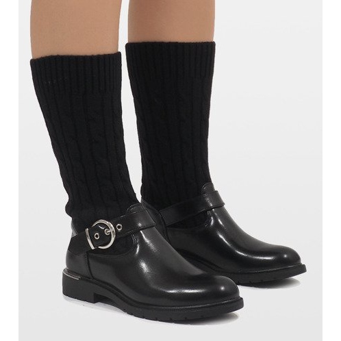 Ideal Shoes Czarne botki ocieplane E-4939 1