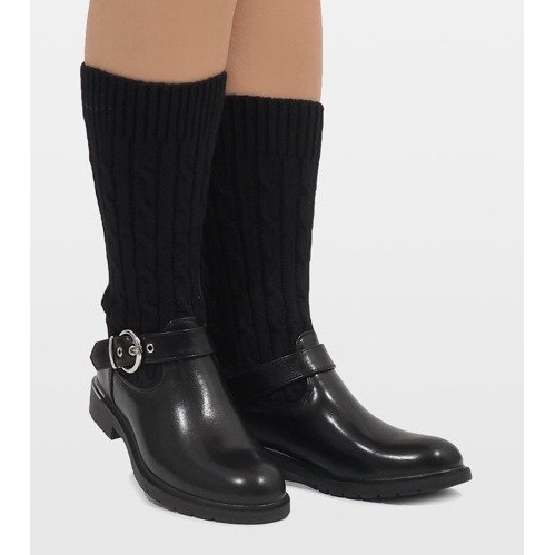 Ideal Shoes Czarne botki ocieplane E-4939 2