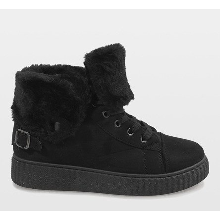 Czarne botki ocieplane B192-1 2