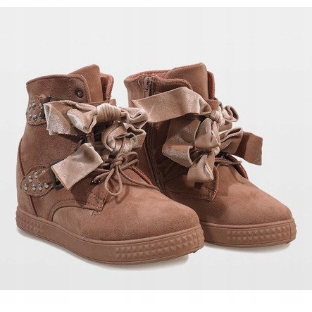 Różowe snekaersy na koturnie A-79 1