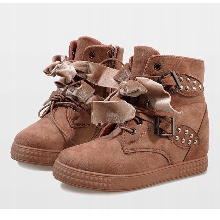 Różowe snekaersy na koturnie A-79 2