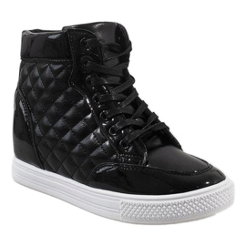 Czarne sneakersy na koturnie pikowane DD478-1 1