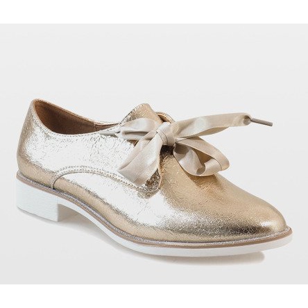 Złote sznurowane półbuty L7100 złoty 2