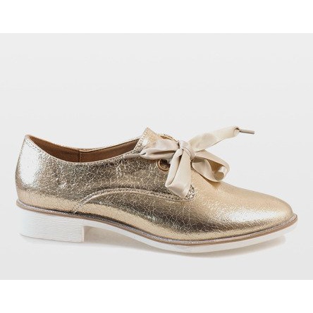 Złote sznurowane półbuty L7100 złoty 1