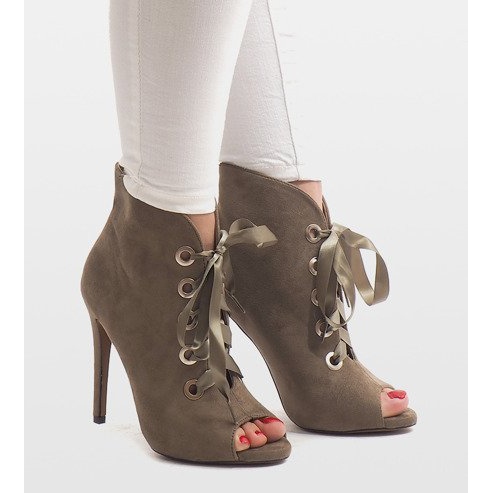 Botki na szpilce odkryte 680-32 zielone 2