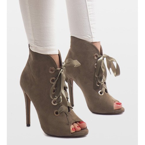 Botki na szpilce odkryte 680-32 zielone 1