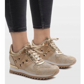 Złote sneakersy na koturnie G-127 złoty 1