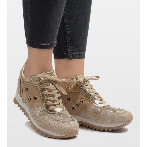 Złote sneakersy na koturnie G-127 złoty 2