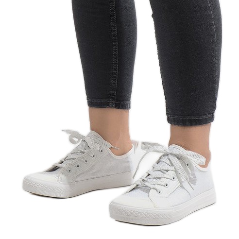 Białe trampki brokat BOK-1138 1