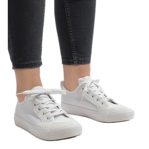Białe trampki brokat BOK-1138 2