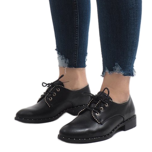 Czarne Półbuty Jazzówki Ćwieki 6288-1 1