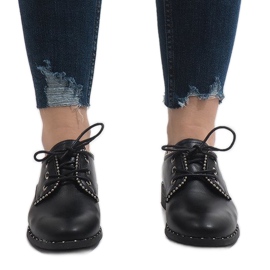 Czarne Półbuty Jazzówki Ćwieki 6288-1 2