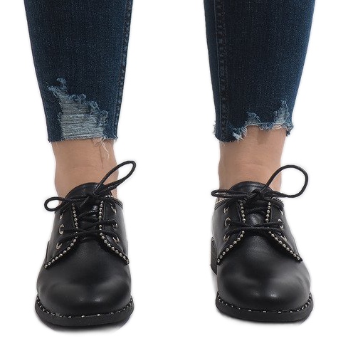 Czarne Półbuty Jazzówki Ćwieki 6288-1 2