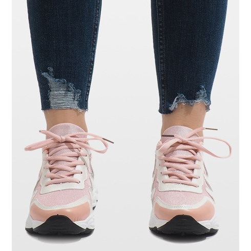 Różowe modne obuwie sportowe KB-153 2