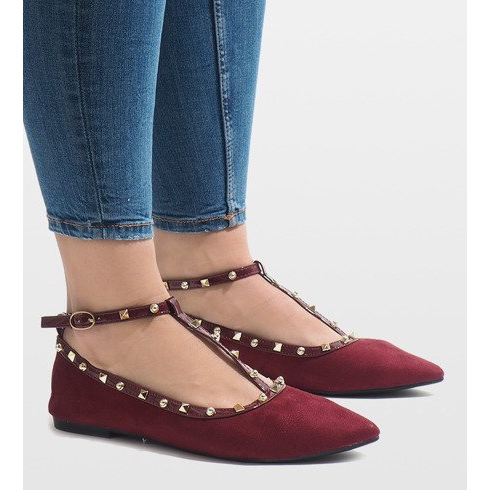 Bordowe balerinki 127-13 czerwone 2