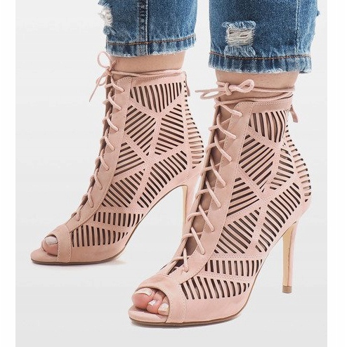 Różowe botki na szpilce 1610-225 1