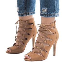 Camel odkryte botki na szpilce 9095-83A brązowe 1