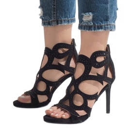 Czarne odkryte botki na szpilce HF1436-20 1