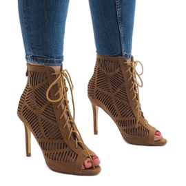 Camel botki na szpilce 1610-225 brązowe 2