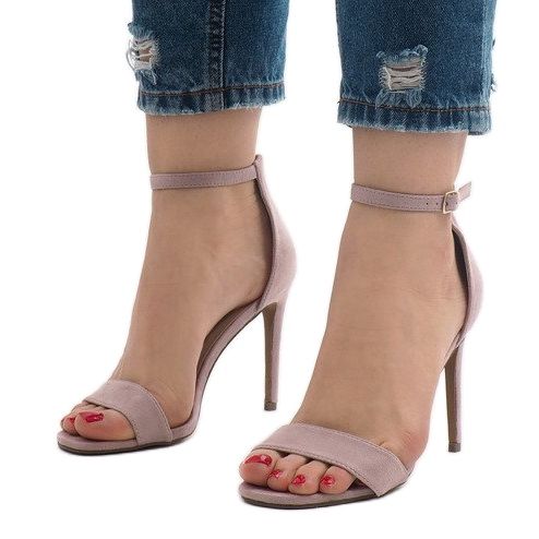 Fioletowe sandały na szpilce zamsz SY-31P 1