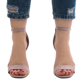 Fioletowe sandały na szpilce zamsz SY-31P 2