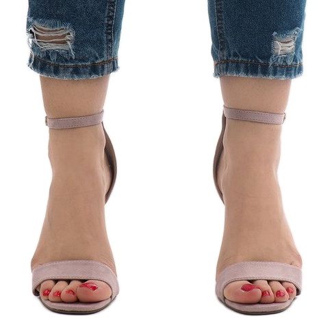 Fioletowe sandały na szpilce zamsz SY-31P 2