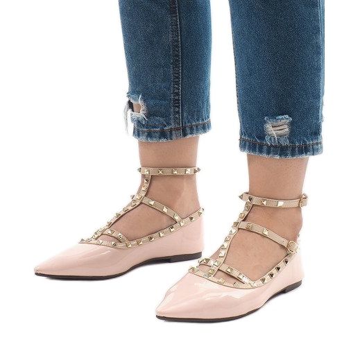 Różowe lakierowane balerinki 127-12 1