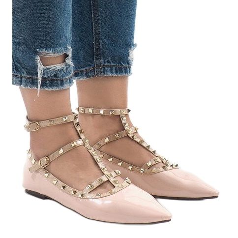 Różowe lakierowane balerinki 127-12 2