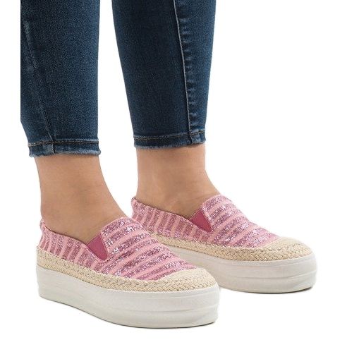 Różowe trampki espadryle na platformie GH001 1