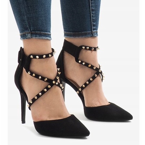 Czarne zamszowe szpilki GH11547 2