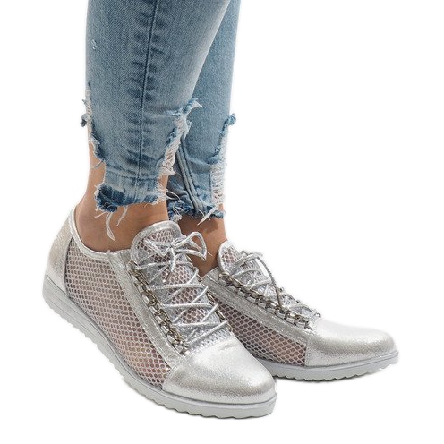 Srebrne ażurowe półbuty TL44 szare 1
