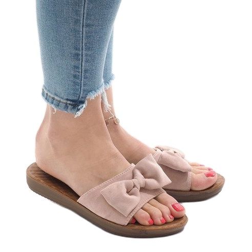 Różowe klapki z kokardą 6376-2 1