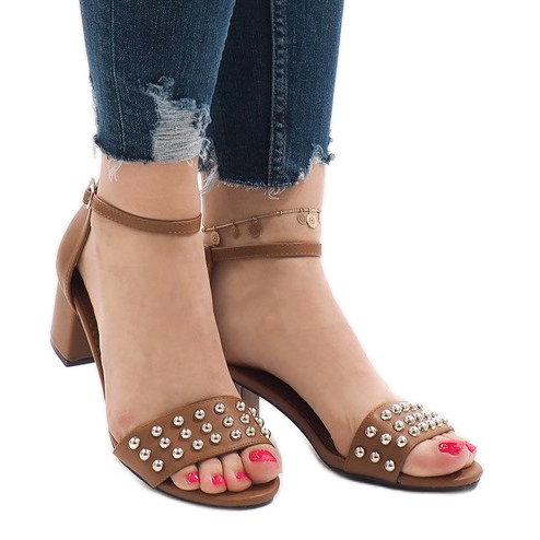 Camel sandały na obcasie 173-856 brązowe 1